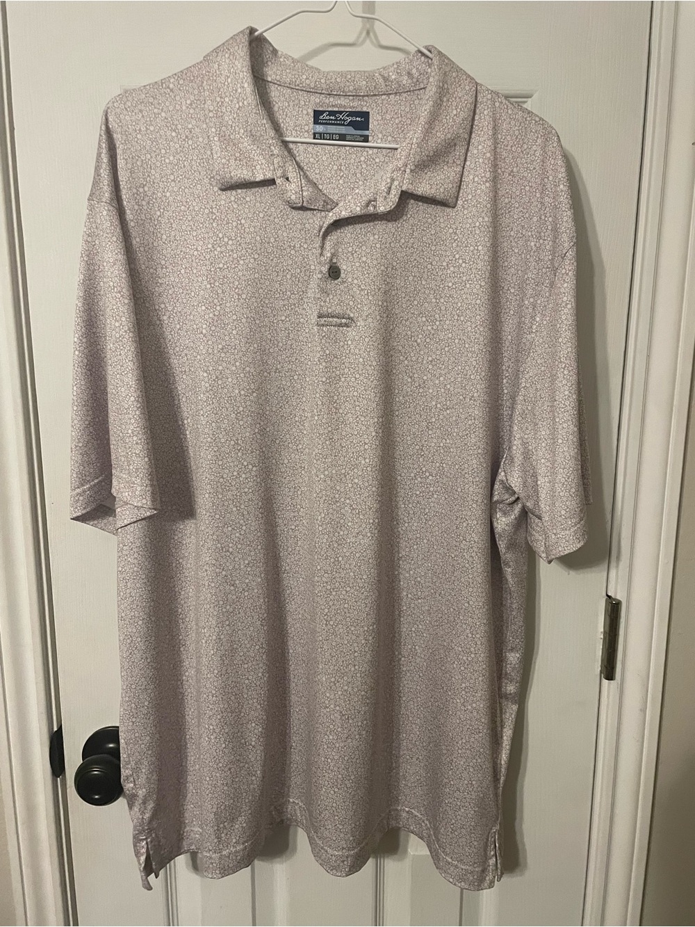 Ben Hogan Men's Short Sleeve Polo - Light Beige Microprint